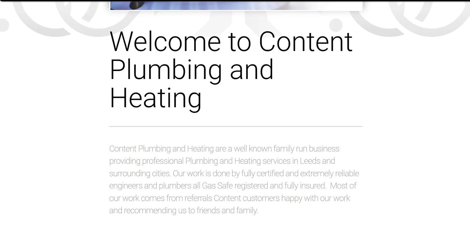 The previous site's welcome text in large thin lettering
